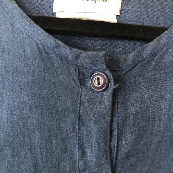 FLAX linen maxi button up dress long sleeve S blue - Picture 6 of 9